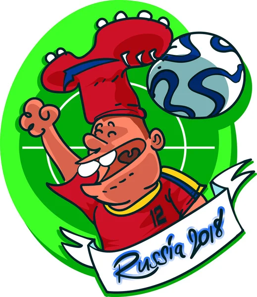 krampon ve futbol topu şeklinde şapka, karikatür tarzı vektör çizim ile futbol hayranı. Kolomb futbol destekçisi.