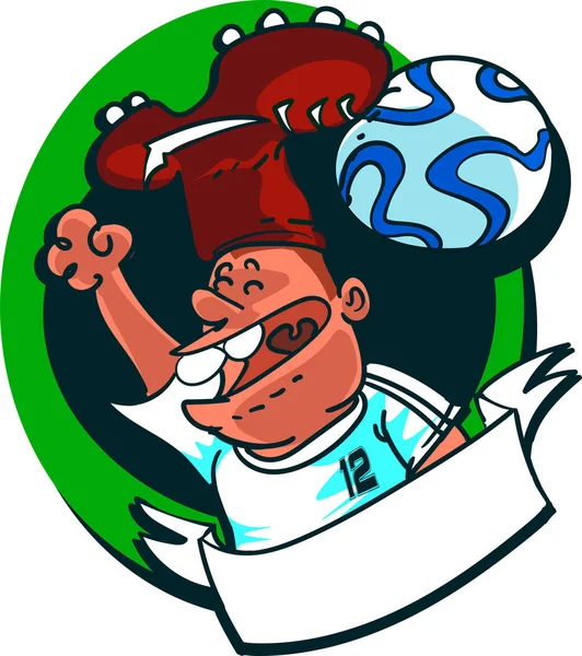 futbol fan krampon ve futbol topu şeklinde şapka, karikatür tarzı vektör çizim ile.