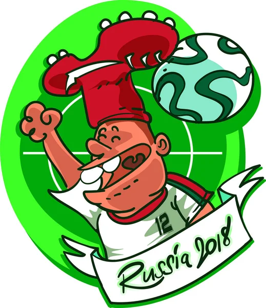 krampon ve futbol topu şeklinde şapka, karikatür tarzı vektör çizim ile futbol hayranı. Meksika futbol destekçisi.