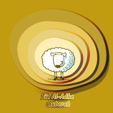 bayram Kurban Bayramı Müslüman kutsal kurban festival karikatür tarzı vektör çizim Arapça desenli