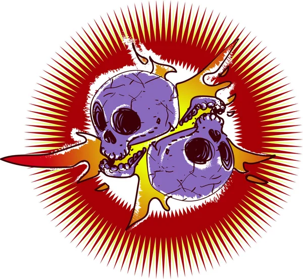 kafatası karikatür tarzı çifti illüstrasyon vektör