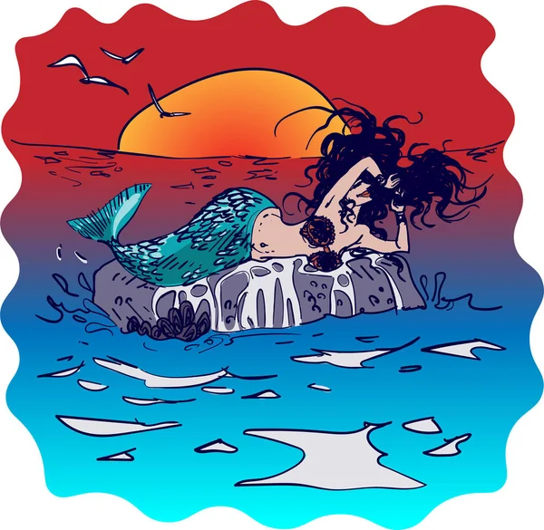 deniz kızı buzlu stil vektör çizim karikatür