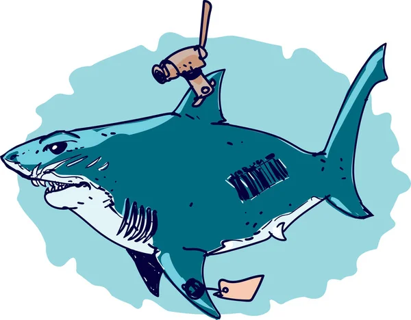 大白鲨巡航跟踪设备卡通风格矢量插画 — 图库矢量图片