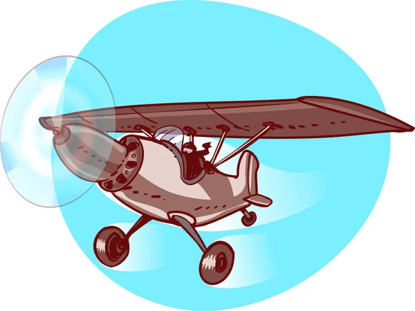 karikatür tarzı vektör çizim uçan tek pervaneli uçak