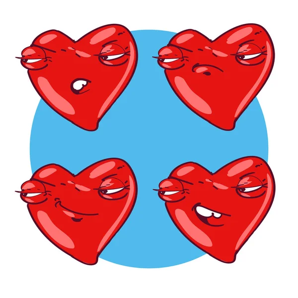 elle çizilmiş kalp kutsal kişilerin resmi ile farklı duygular, beyaz arka plan üzerinde izole stil vektör çizim karikatür.