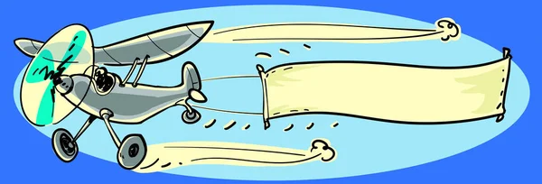 özelleştirmeniz için boş afiş taşıyan bir tek pervaneli uçak. kutlamak, duyuru, vb ücretsiz handdrawn karikatür tarzı vektör çizim reklam. Lineart ve arka plan olarak ayrı katmanları vardır.