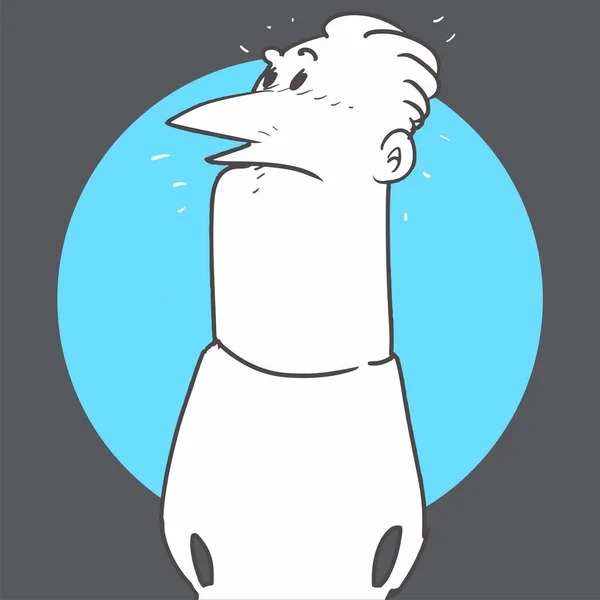 Kararsız adam karikatürü, vektör çizimi. arkaplan ve figür farklı katmanlarda.