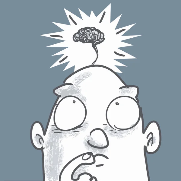 Küçük beyin komik konsept karikatür, vektör çizimi.