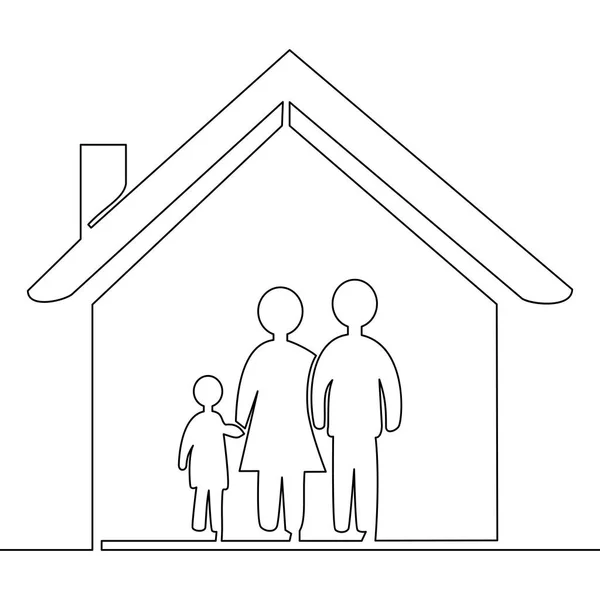 Rodina Dům Ikonu Kontinuální Jeden Kreslení Čar Logo Design Domu — Stockový vektor