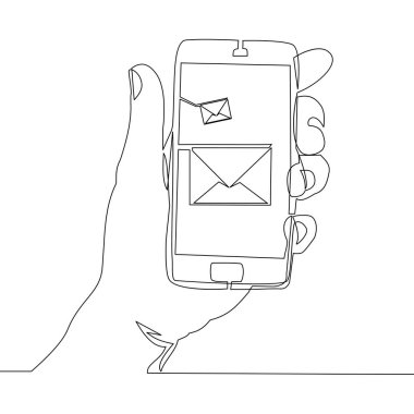 Sürekli bir çizim için telefon ile yeni haber. Vektör çizim çizgi stili