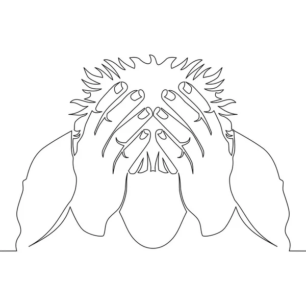 Continuous Line Drawing Man Depression Concept Vector Illustration — Stock Vector