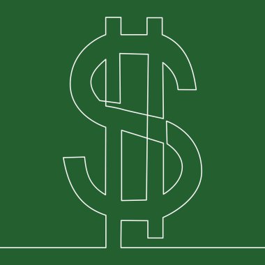 Sürekli çizgi çizme, dolar işareti, vektör minimalist el çizilen illüstrasyon
