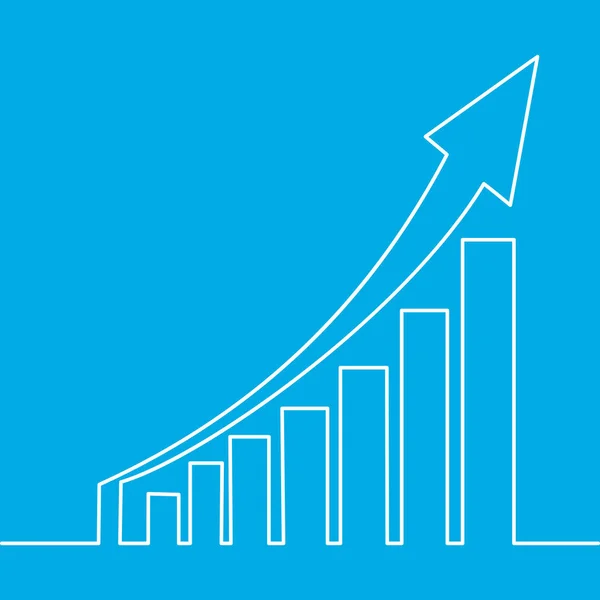 Bir sürekli çizim için grafik simgesinin artan grafik, yukarı ok ile grafik görüntü izole. Vektör çizim