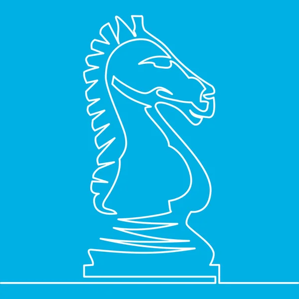 チェスの騎士のベクトル連続した線の描画ベクトル図 — ストックベクタ