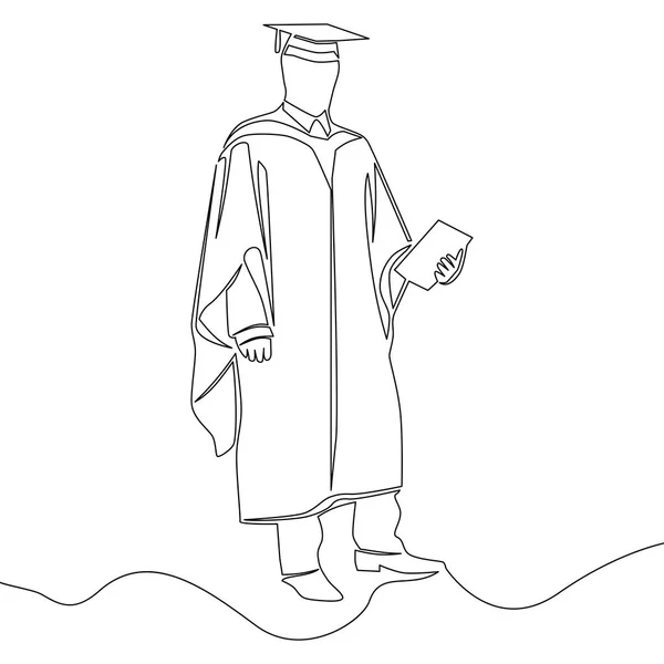 Mezuniyet öğrenci kavramının vektör çizim bir sürekli çizgi çizme