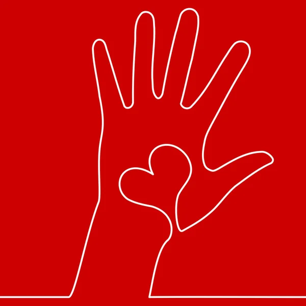 Непрерывная Одна Линия Векторного Логотипа Сердце Руке Стилизованная Иконка Линии — стоковый вектор