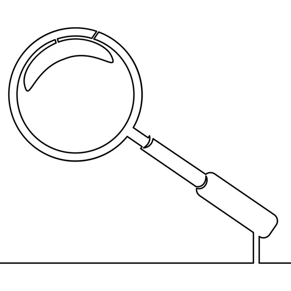 Büyüteç bir çizgi ile çizilmiş. Tek çizgi çizme. Sürekli çizgi vektör çizim