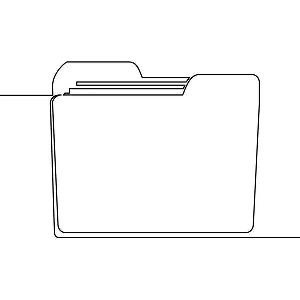 Ikona Otwórz Folder Ciągłego Rysowania Linii Rysowany Białym Tle Ilustracja — Wektor stockowy