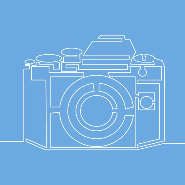 Kontinuierliche Linienzeichnung Professioneller Fotokamera Vektor Illustration Isoliert Auf Blauem Hintergrund — Stockvektor