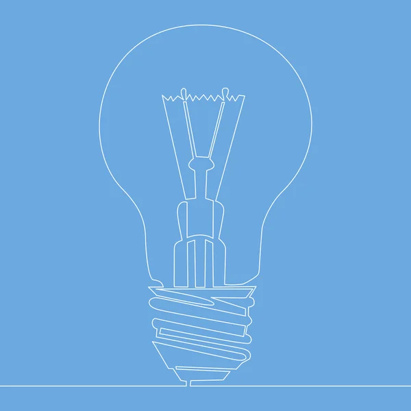 Kontinuierliche Eine Linie Zeichnung Glühbirne Symbol Idee Vektor Illustration Isoliert — Stockvektor