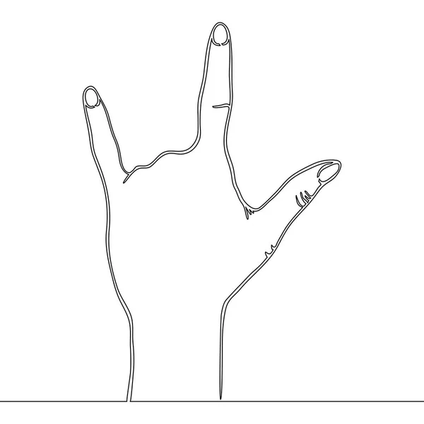 Continuous One Line Drawn Vector Line Art Rock Gesture Illustration — Image vectorielle