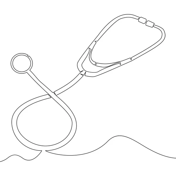 Continuous One Line Drawn Design Stethoscope Vector Illustration — Stock Vector