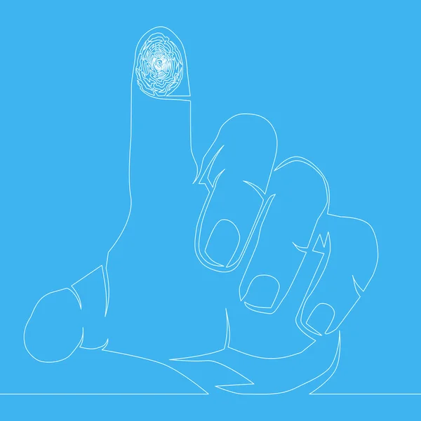 Continu Één Regel Vinger Scanner Lijn Pictogram Vectorillustratie Geïsoleerd Blauwe — Stockvector