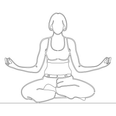 Sürekli hat sanatı çizim kadın meditasyon vektör çizim
