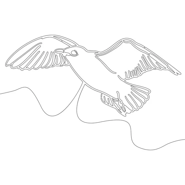 Sürekli Çizgi Çizme Kuş Tasarım Siluet Minimalizm Tarzı Vektör Çizim — Stok Vektör