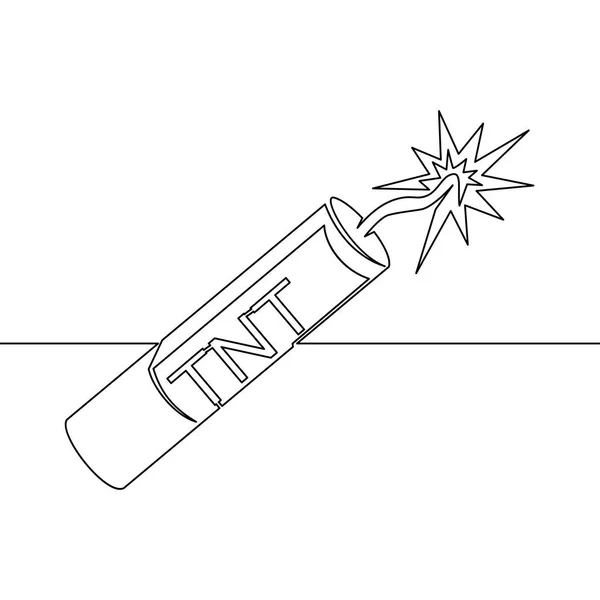 Continu Één Lijn Getrokken Dynamiet Lijn Pictogram Tnt Met Een — Stockvector