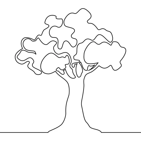 Strom Logo Kontinuální Jeden Kresba Přírody Strom Vektorové Ilustrace — Stockový vektor