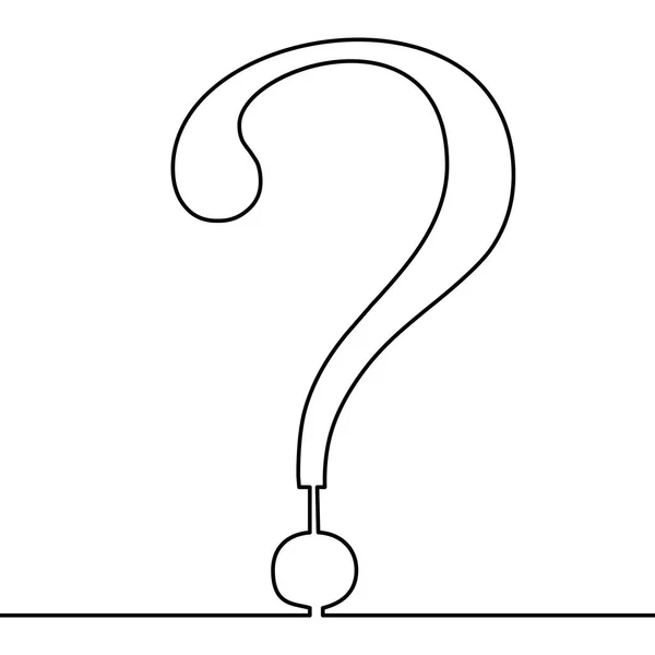 Continuous Line Question Mark Drawn Single Black Line One Line — Stock Vector