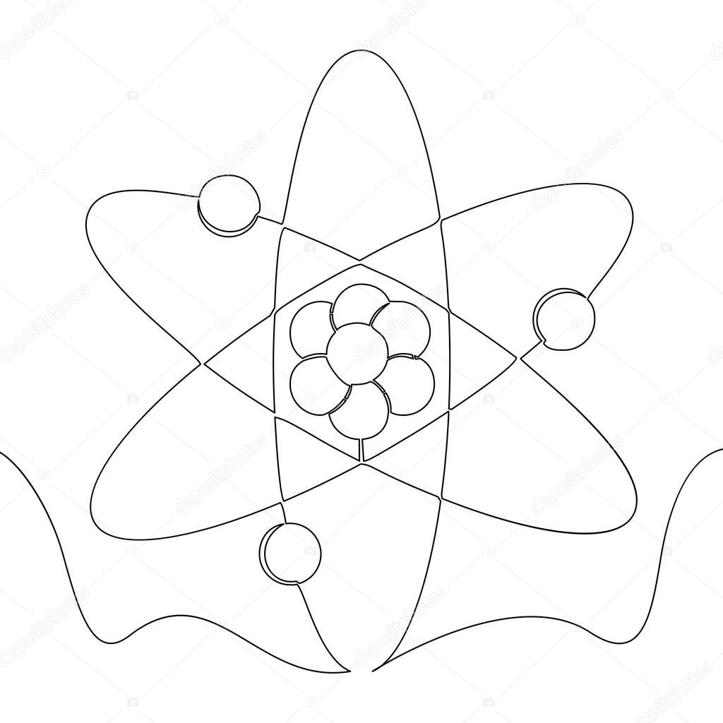 continuous line drawing icon nuclear power atomic energy model of atom logo vector illustration concept