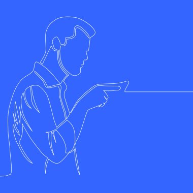 adam yönü işaret parmağı tek çizgi çizim vektör illüstrasyon kavramı ile gösterilen