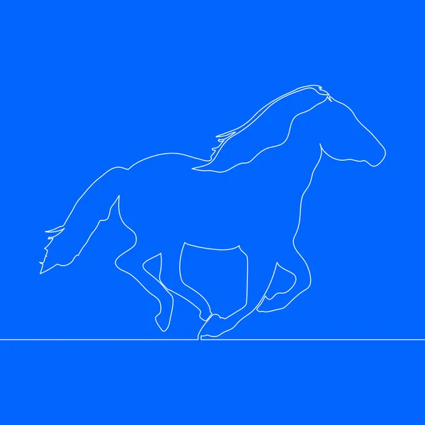 つの行馬デザイン シルエット手描画ミニマリズム スタイル ベクトル図 — ストックベクタ