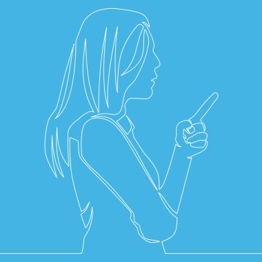 çizim için sürekli ayakta kadın parmak vektör illüstrasyon kavramı ile işaret