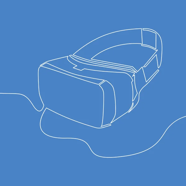 Virtual Reality Headset Satu Baris Gaya Desain Ilustrasi Terisolasi Kacamata - Stok Vektor