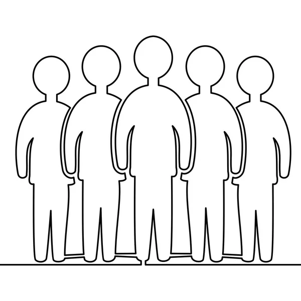 ベクトル図の概念を一緒に立っているチーム メンバーの連続線の描画 — ストックベクタ