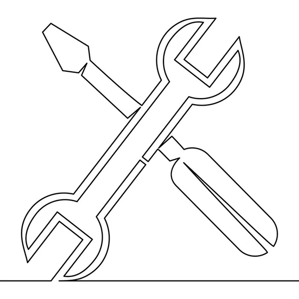 Continu Lijntekening Tools Sjabloon Vector Illustratie Concept — Stockvector