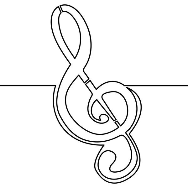 Continuous Line Treble Clef Single Black Line White Background One — Stock Vector