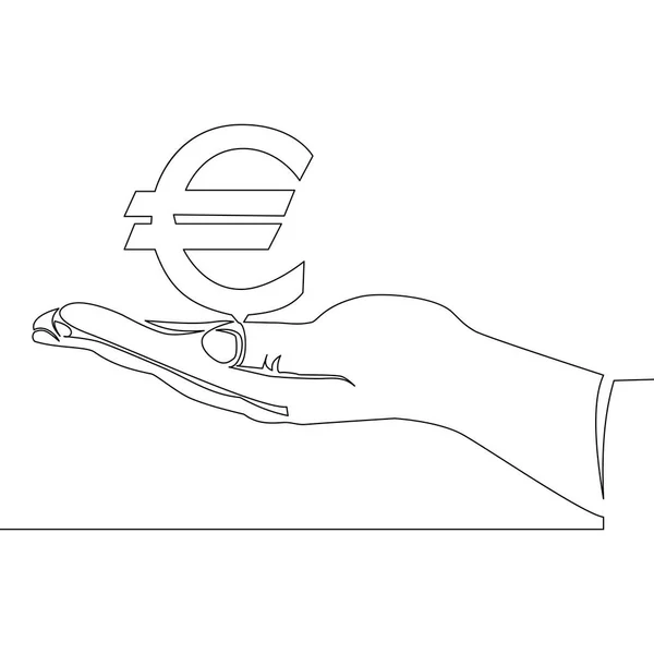 Безперервний Один Лінійний Малюнок Рука Ізольованими Євро Білому Тлі Векторна — стоковий вектор