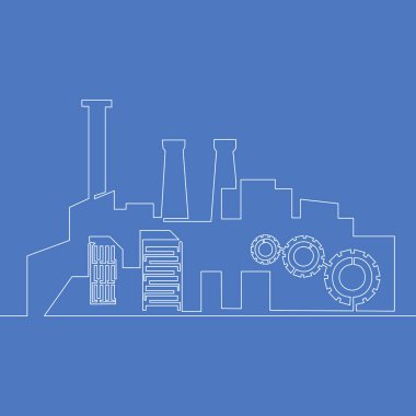 Sürekli bir satır Fabrika kavramı izole vektör illüstrasyon kavramı