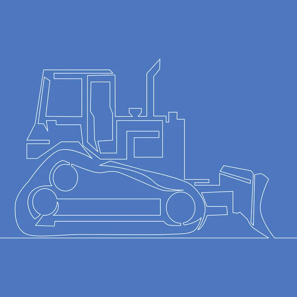 Conception Continue Illustration Vectorielle Machines Construction Bulldozer Une Ligne — Image vectorielle