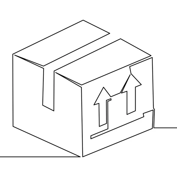 Uma Linha Contínua Carton Pacote Caixa Vetor Ícone Linha Isolado —  Vetores de Stock