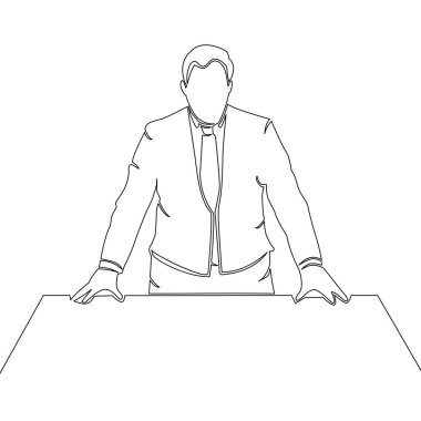 Takım elbise simgesi izole vektör illüstrasyon kavramı sürekli bir çizgi çizme işadamı