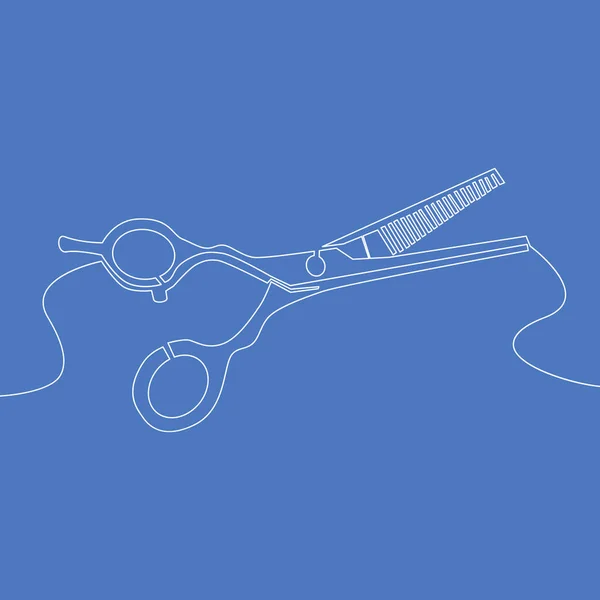 Безперервний Однорядковий Малюнок Ножиці Елемент Прибирання Перукарні Векторні Ілюстрації Концепція — стоковий вектор