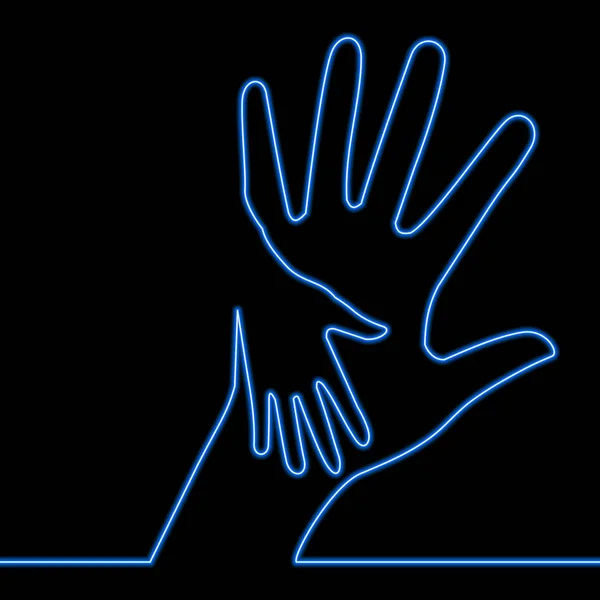 Догляд Рукою Благодійна Блакитна Сяюча Неонова Іконка Світловий Знак Логотип — стоковий вектор