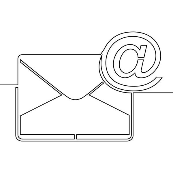 Dessin Ligne Continu Icône Mail Isolé Enveloppe Image Vecteur Illustration — Image vectorielle