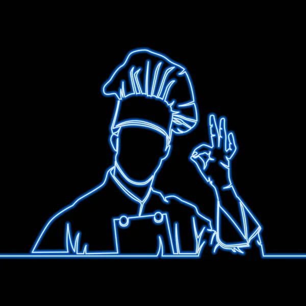 Une Ligne Continue Chef Chapeau Cuisine Silhouette Cuisine Simple Ligne — Image vectorielle