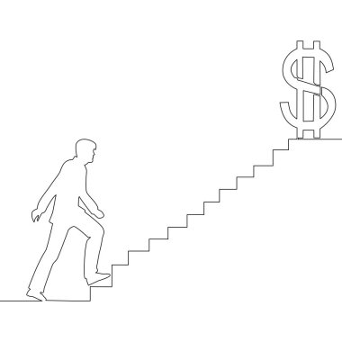 Sürekli bir satır adam başarı merdivenlerde